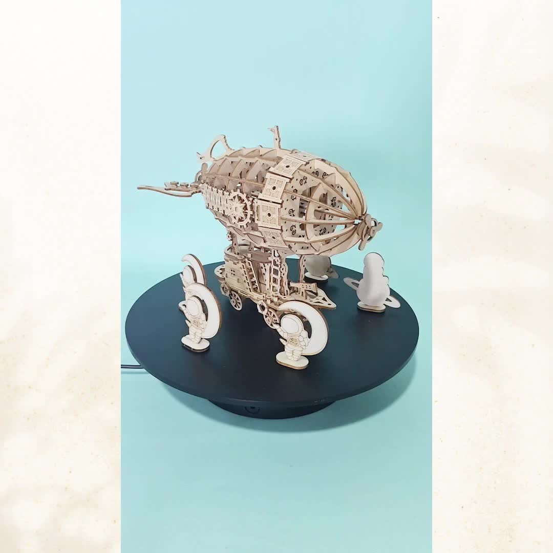 3D Steampunk Airship Wooden Puzzle, Airship Model