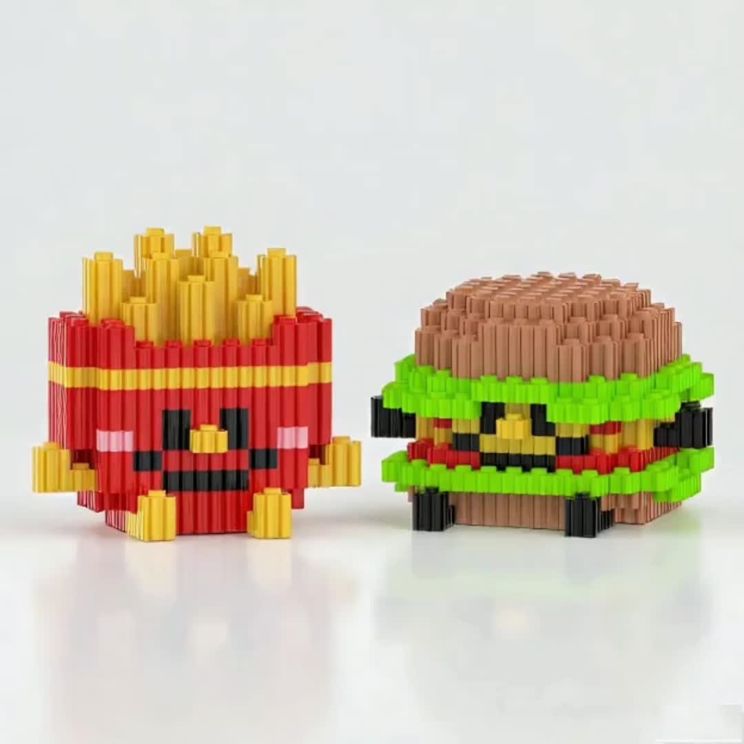 Hamburger and Fries Building Block Set, Creative Model