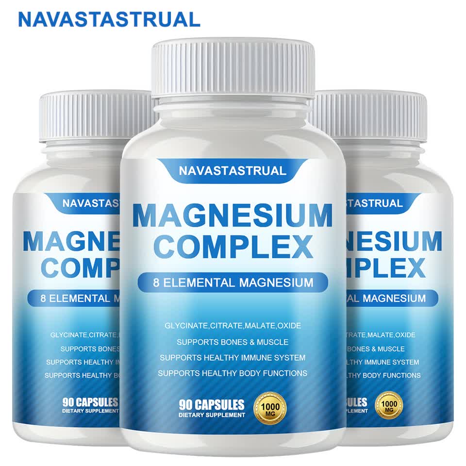 Magnesium Complex Supplement 1000mg 7 Forms (Glycinate, Citrate, Malate, Taurate, Oxide, Aspartate, Orotate) 90 Capsules for Sleep, Nerves,