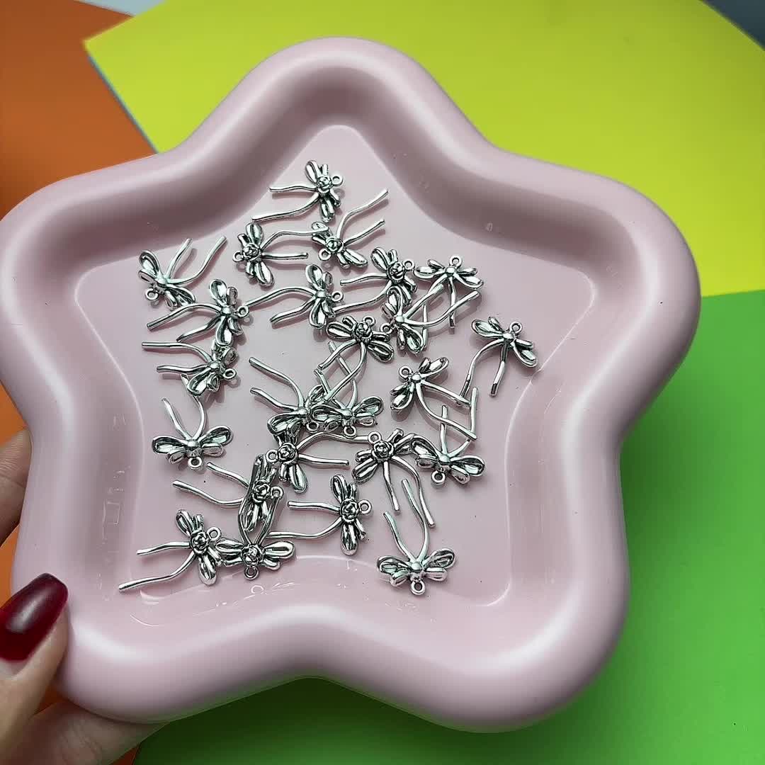 7pcs Vintage Rose Bow Mini Charms for Jewelry Making