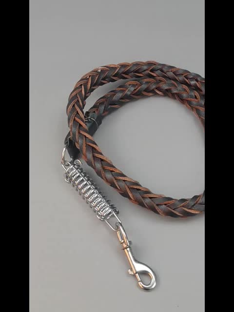 Anti-Pull Genuine Cowhide Dog Leash for Large Breeds