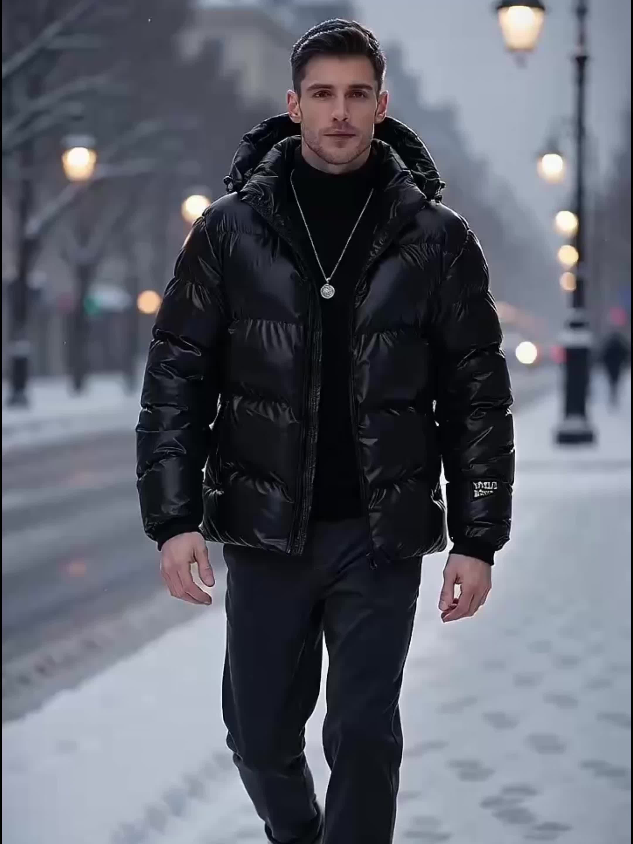 Men's High-End Black Golden Padded Jacket