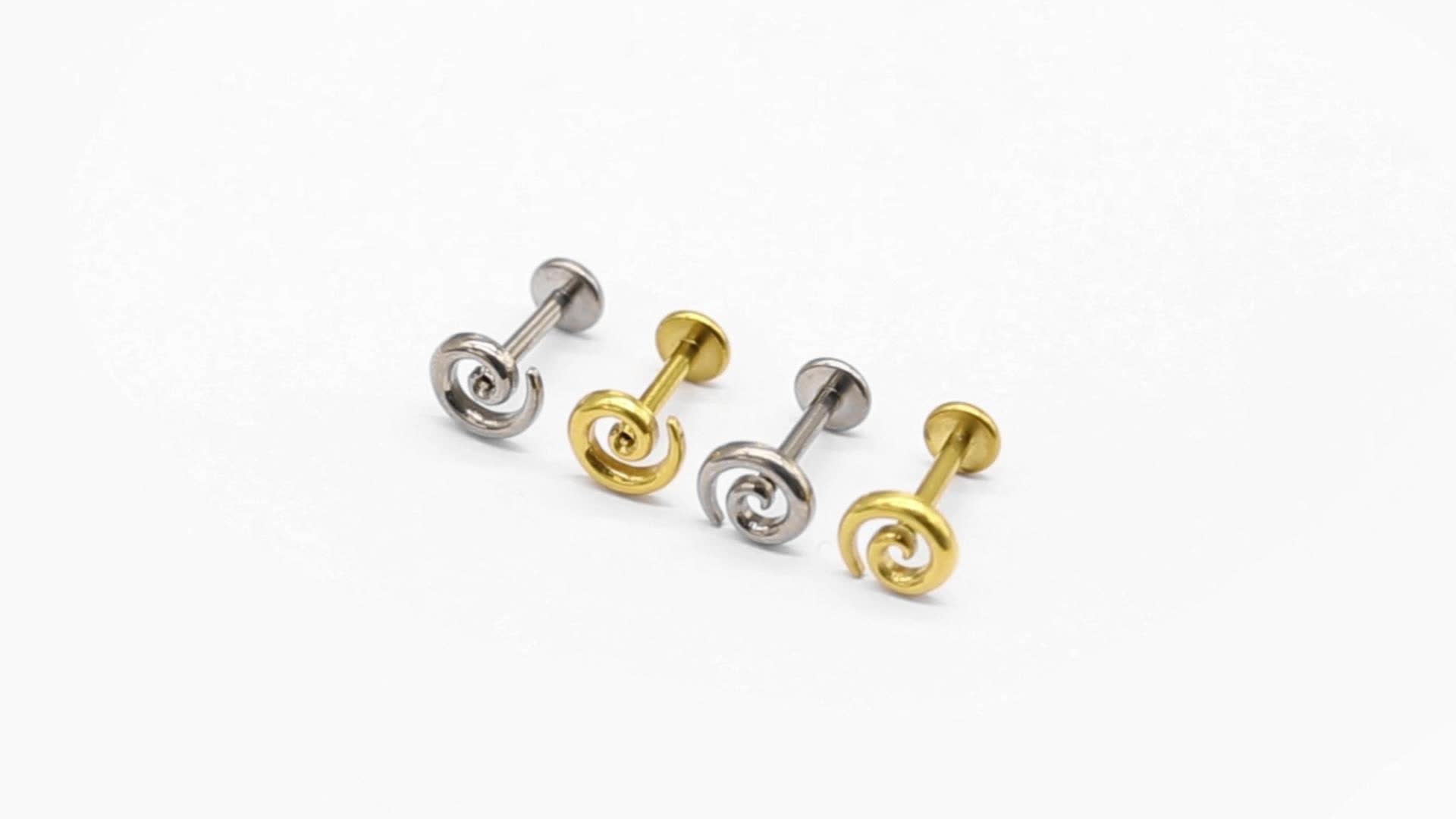 Women's 2D Flat Titanium Vortex Cartilage Tragus Earring