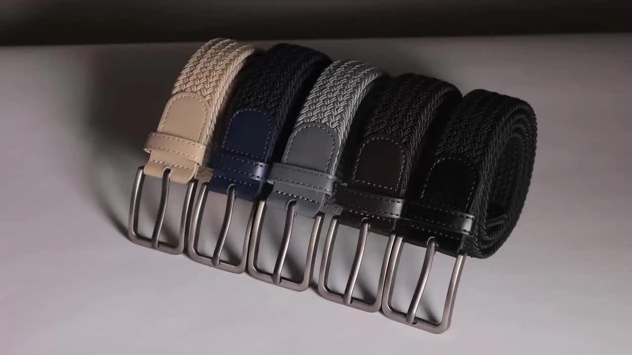 2pcs Men's Elastic Woven Belts with Silvery Needle Buckle