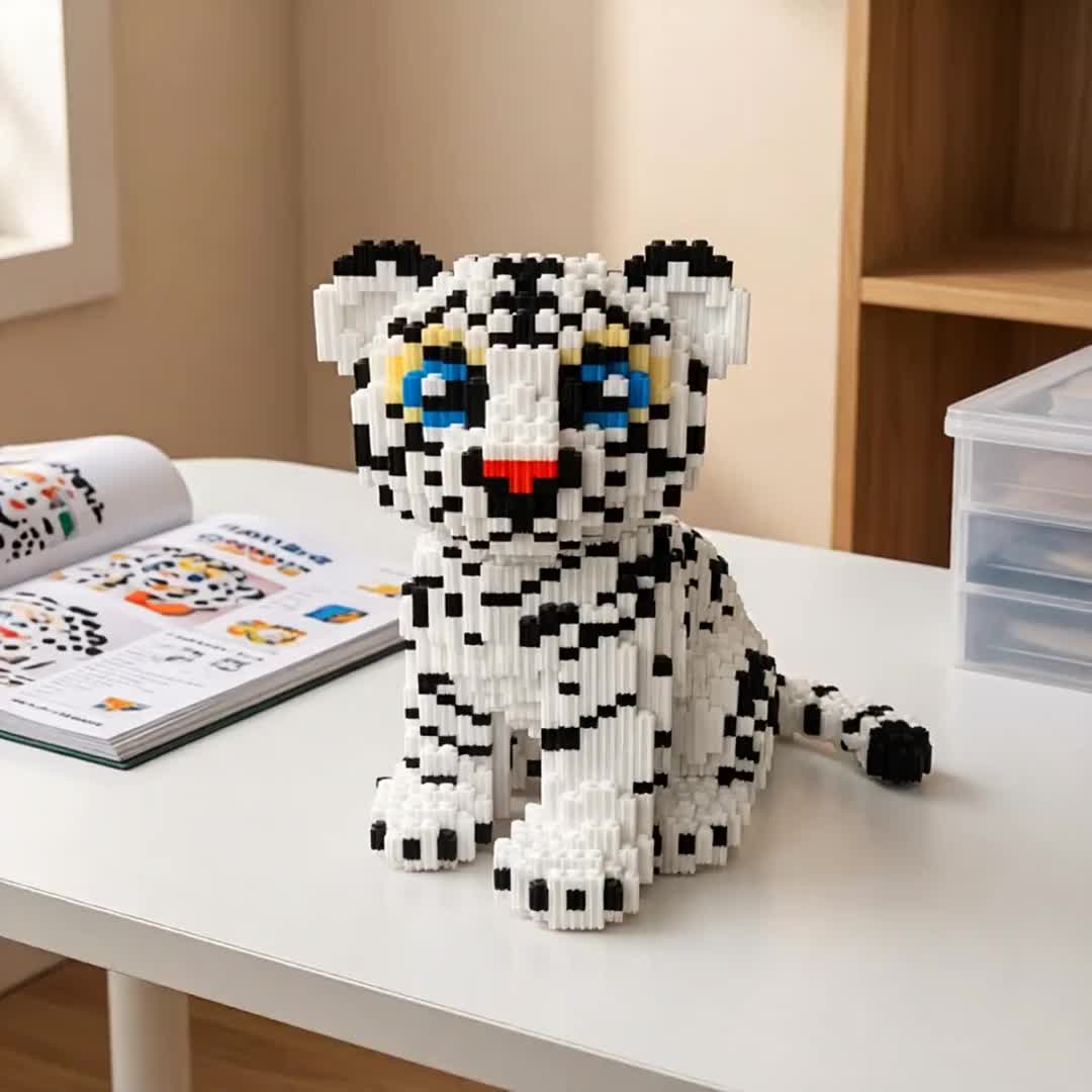 Animal Series White Tiger Building Blocks Micro-Particle Bricks