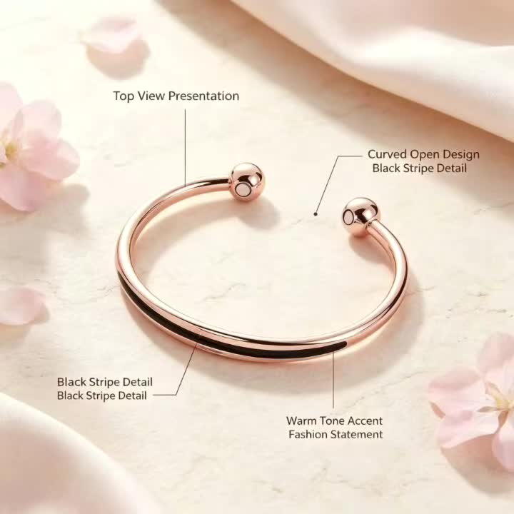 Minimalist Rose Golden Open Cuff Bangle Bracelet — Unisex Fit