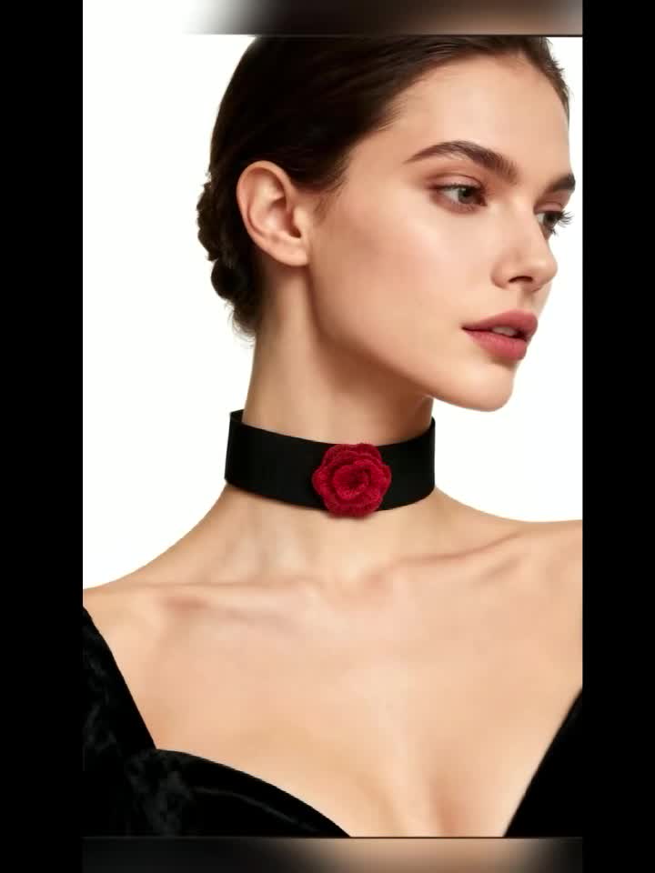 European Choker with Adjustable Floral Design Necklace