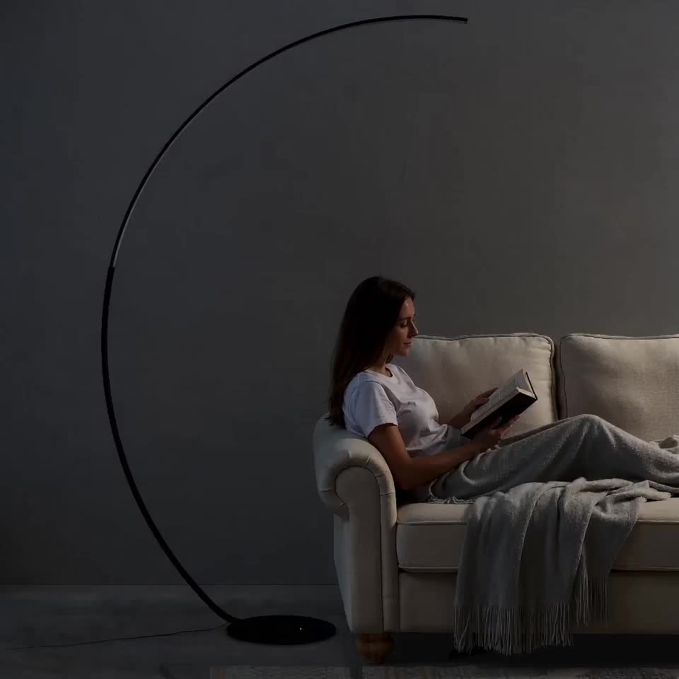 Modern 65 Inch Arched Standing Reading Floor Lamp with Remote - Dimmable Black LED Color Changing Curved Ambient Lighting for Bedroom And Living Room 4 Modern 65 Inch Arched Standing Reading Floor Lamp with Remote - Dimmable Black LED Color Changing Curved Ambient Lighting for Bedroom And Living Room - Image 4