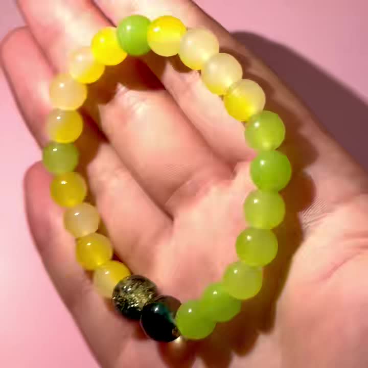 Crystal & Gradient Agate Bohemian Bracelet for Good Luck
