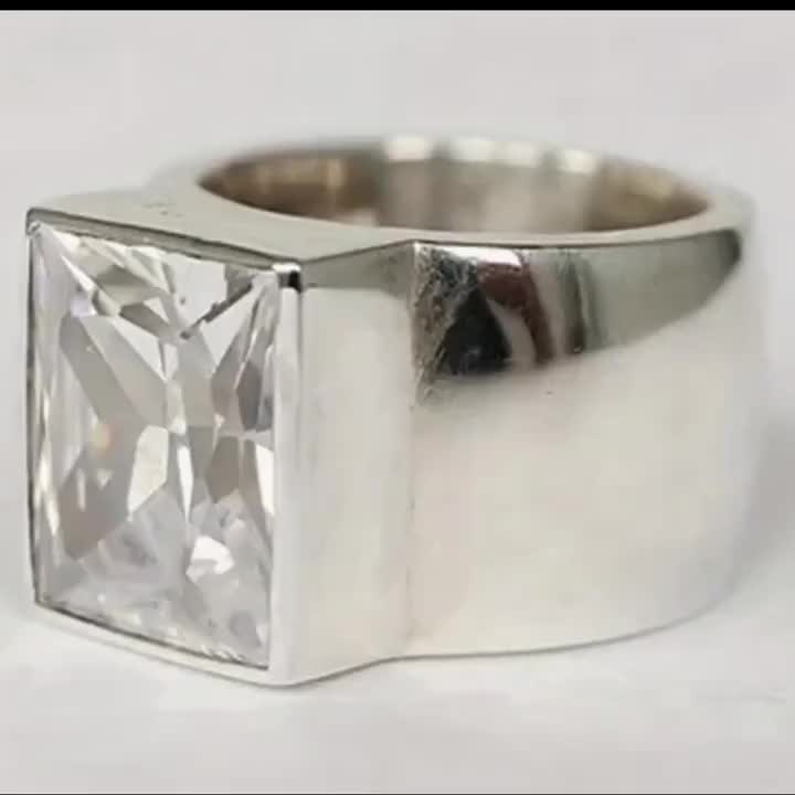 Women's Classic Square Wide Rimmed Ring, Stylish Minimalist Design