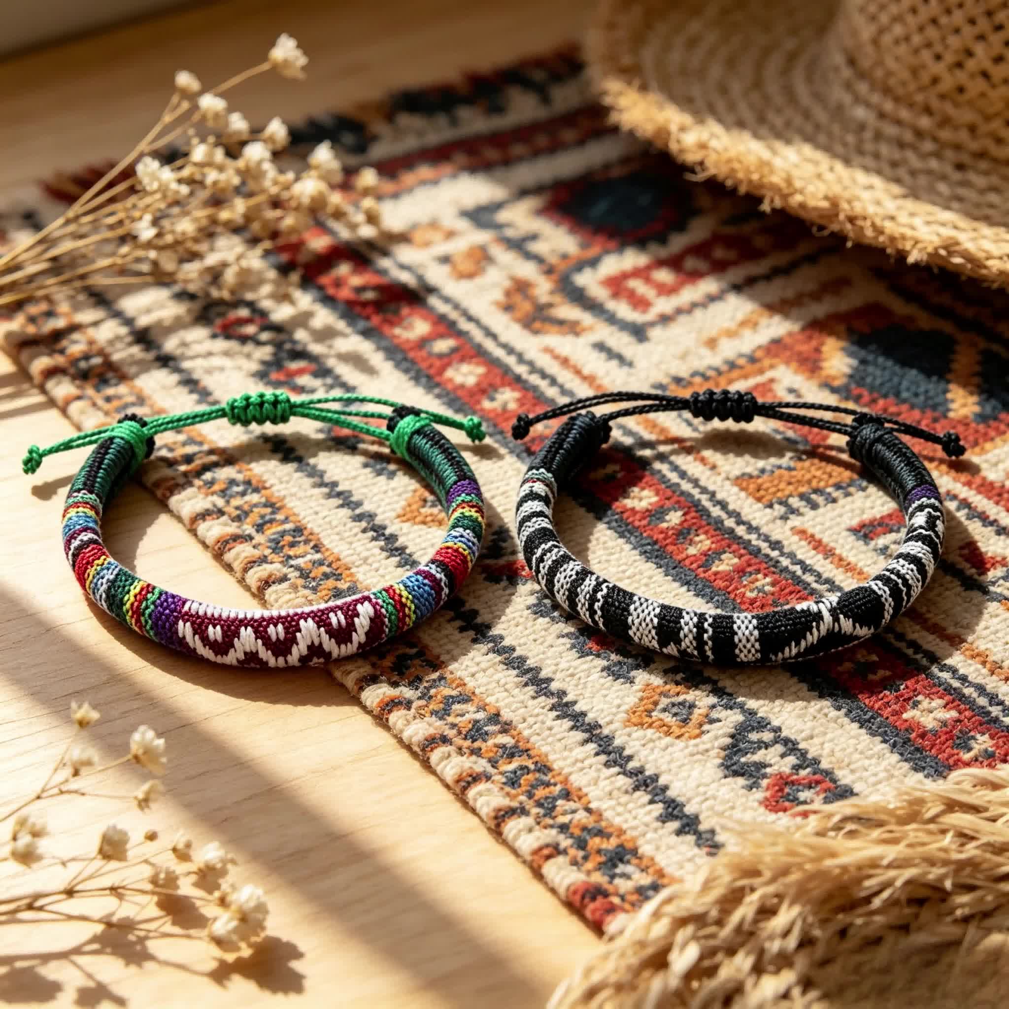2pc Bohemian Hand-Woven Friendship Bracelet Set