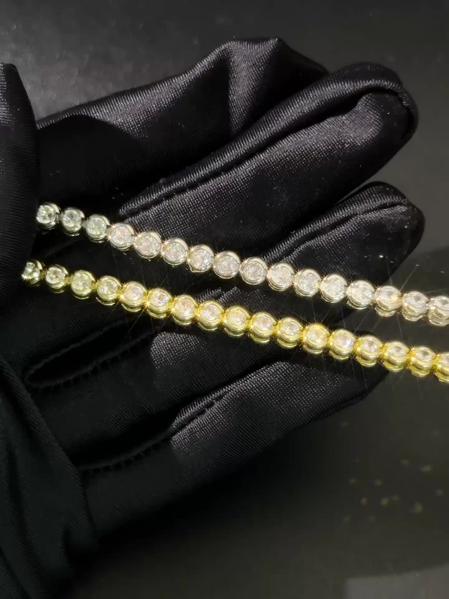 Hip-Hop Round-Edged Bracelet with Cubic Zirconia, Stackable