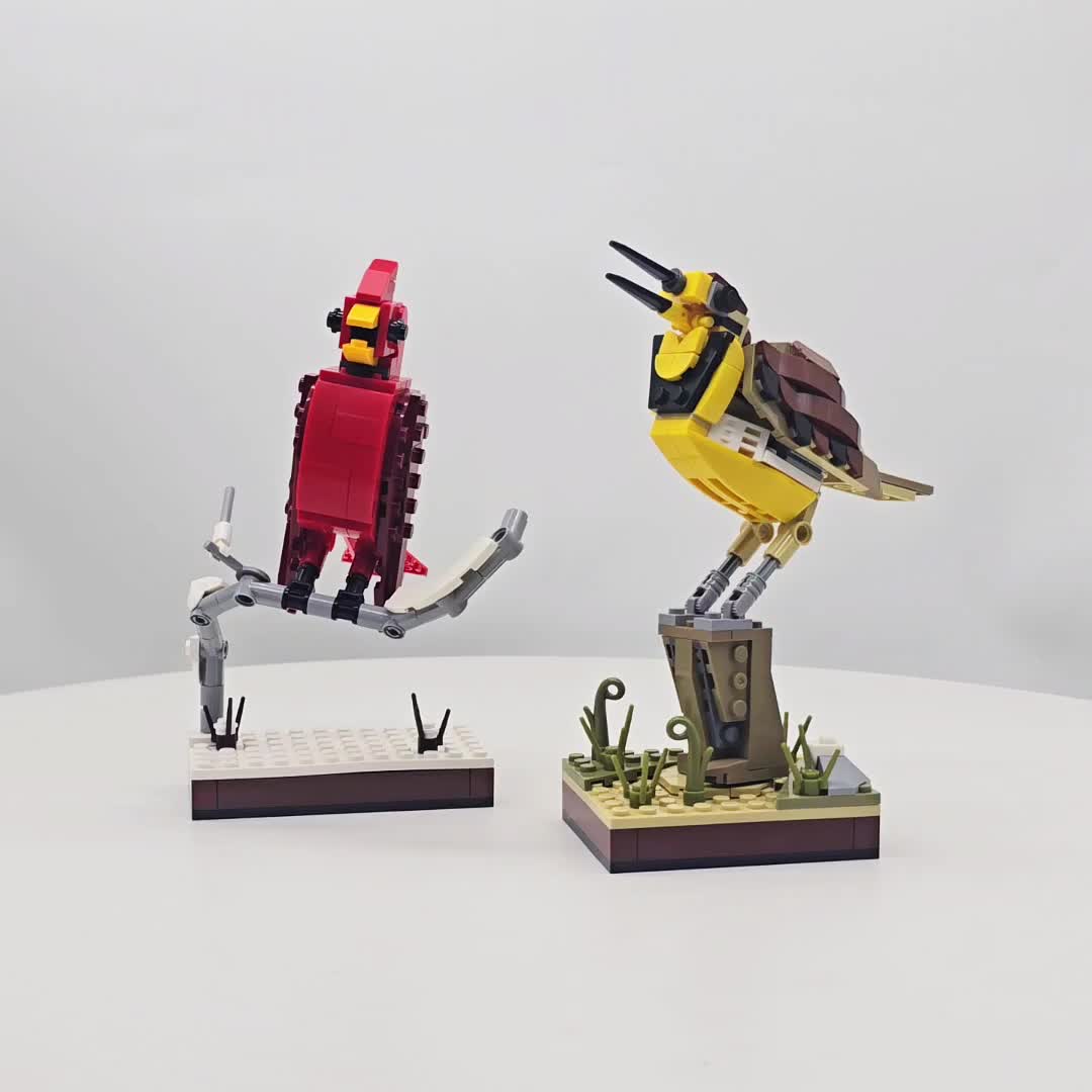 MOC Western Meadowlark & Northern Cardinal Bird Building Blocks