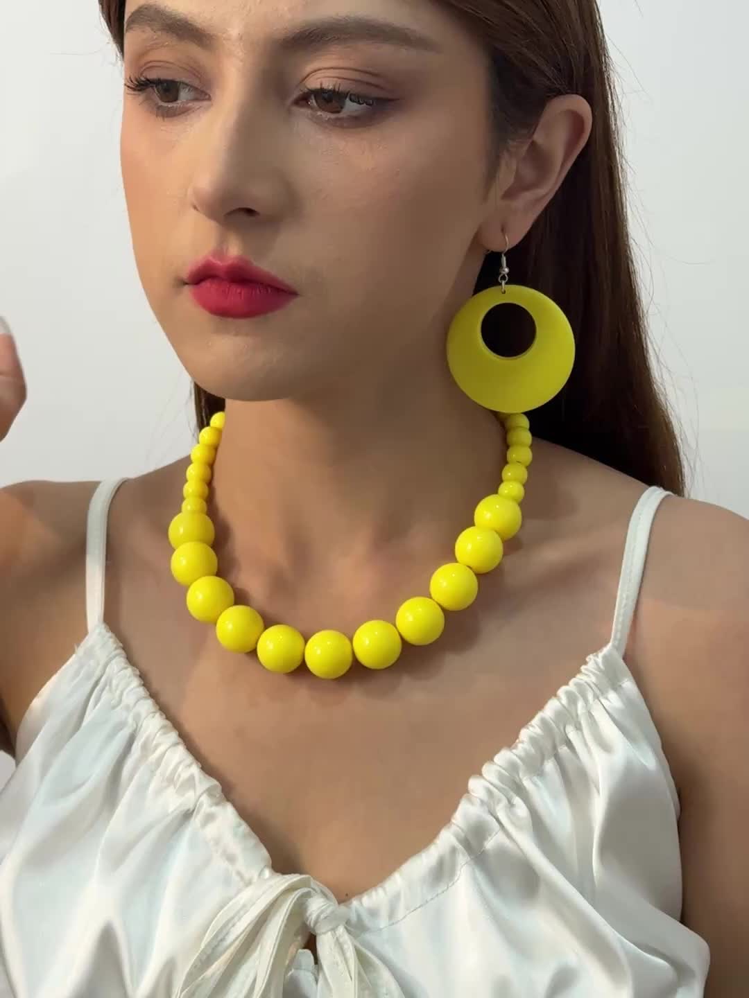2 Unique Acrylic Bead Jewelry Sets with Circular Pendants