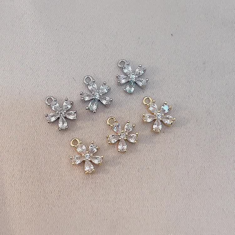 3pc Copper Inlaid Synthetic Zirconia Egg Flower Pendant Set