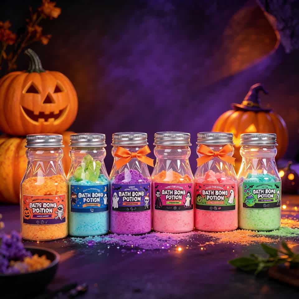 Halloween Magic Bath Bomb Potion Gift Set, Witch Milk Bottle Shape
