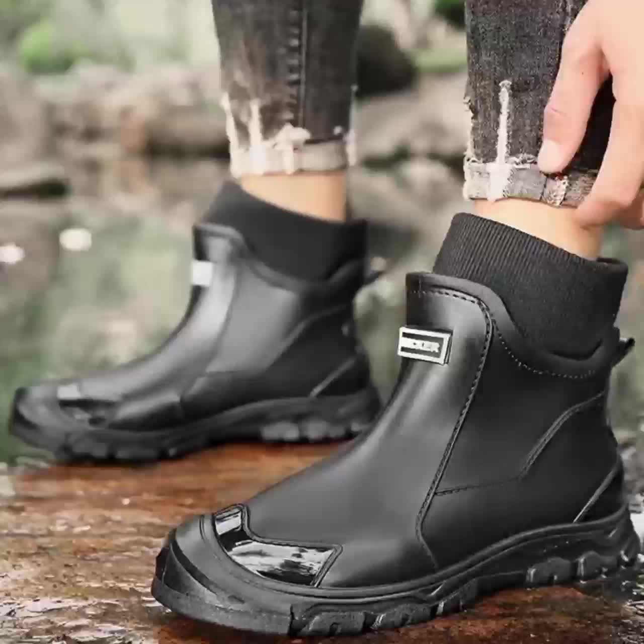 Unisex Lined Short Rain Boots for Autumn/Winter