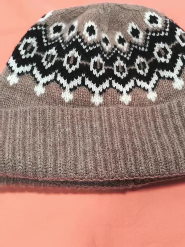 Cashmere Fair Isle Jacquard Warm Thick Hat
