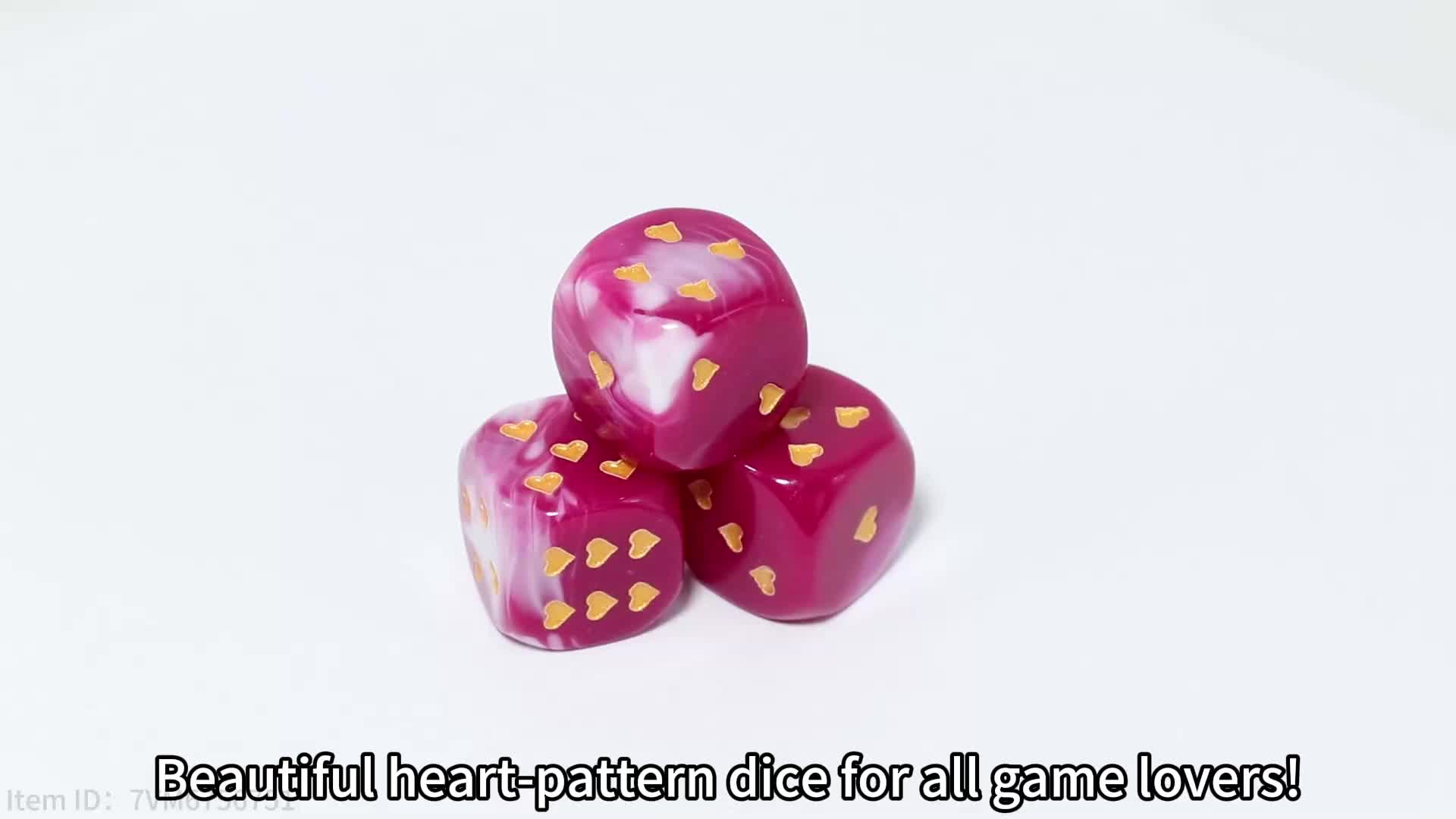 3pcs Heart Pattern Acrylic Dice for Board Games