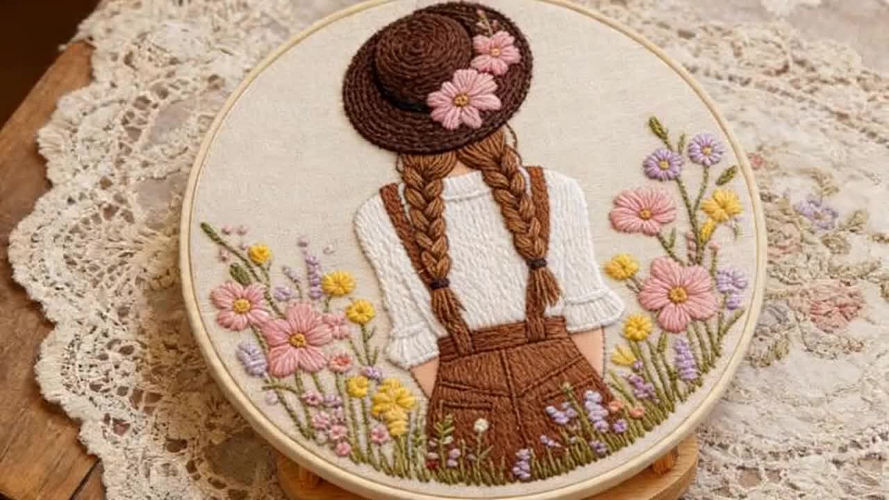 Winter Scenery Cottage Embroidery Kit, Beginner Toolset