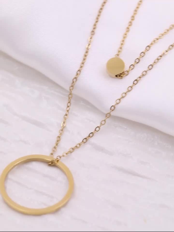 Women's 18K Golden Plated Western Hollow Circular Pendant Necklace