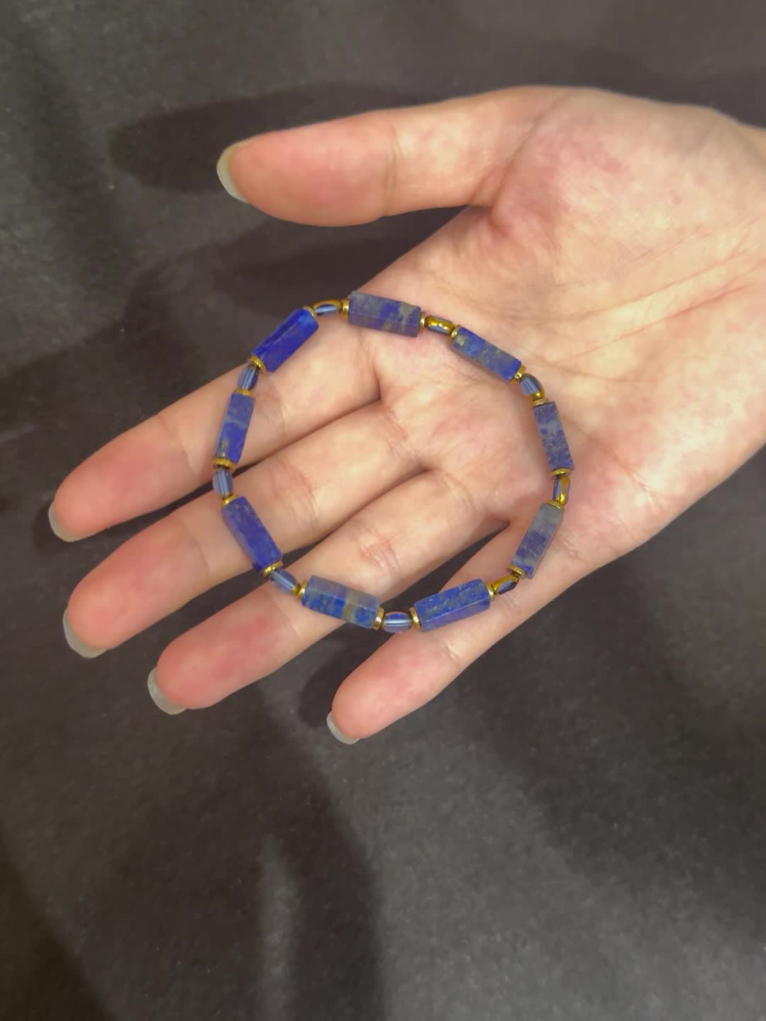 Men's Lapis Lazuli Beaded Bracelet, Minimalist Boho Style