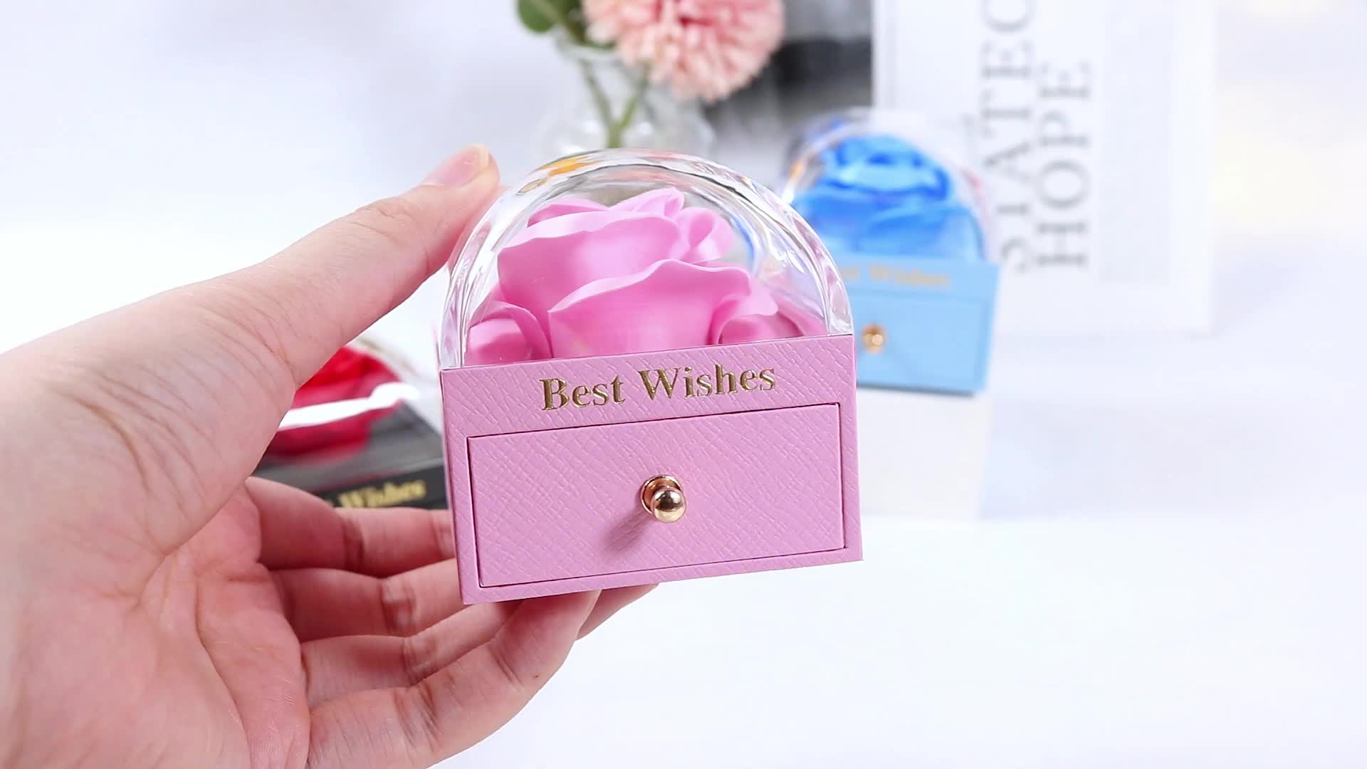 Rose Gift Box with Preserved Flowers