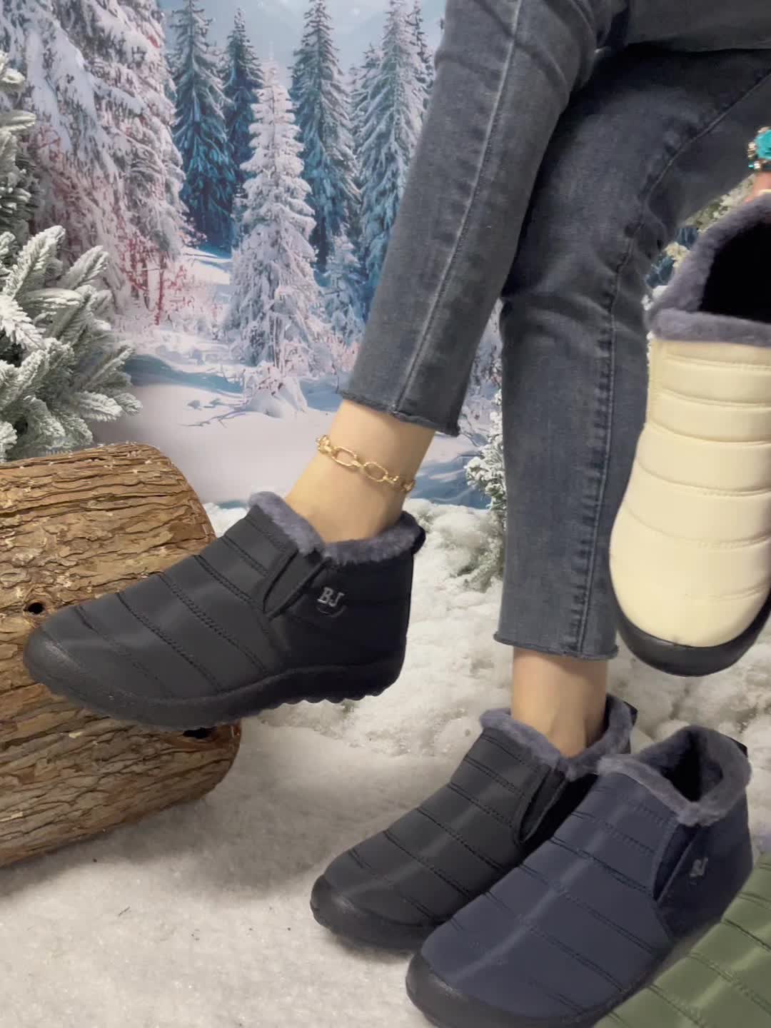 Unisex Winter Snow Boots, Plush-Lined Ankle Boots