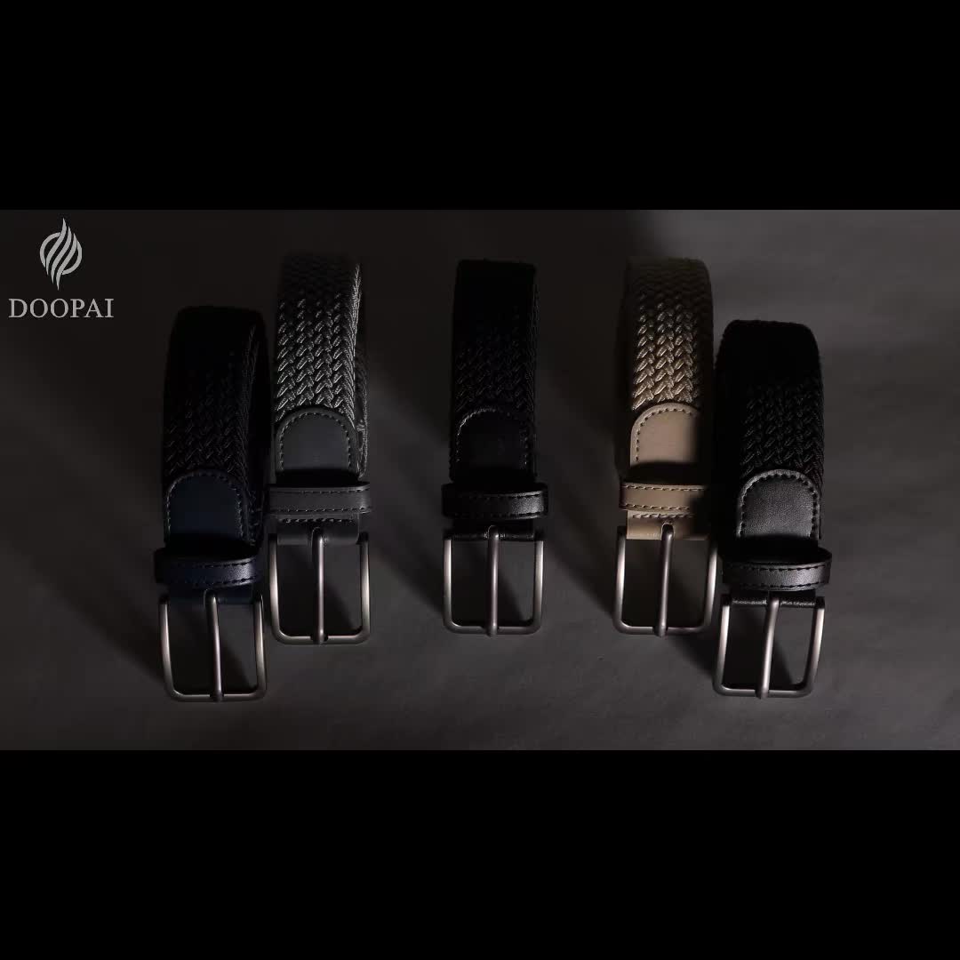 Men's Casual Stretch Golf Belt, Adjustable Woven Fabric Design