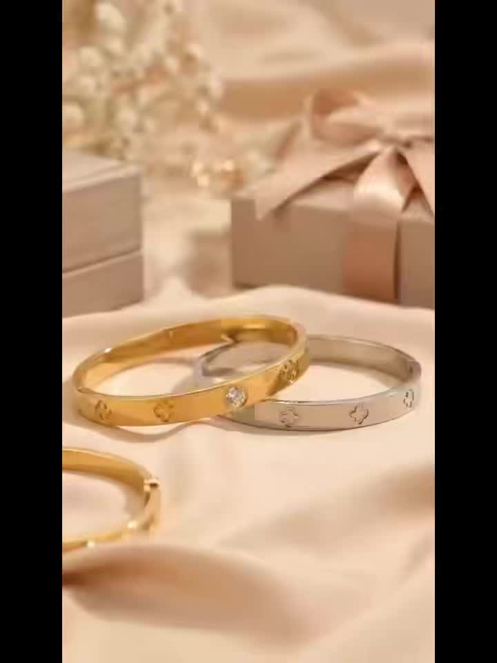 Customized 304L Stainless Steel Four-Leaf Clover Bracelet