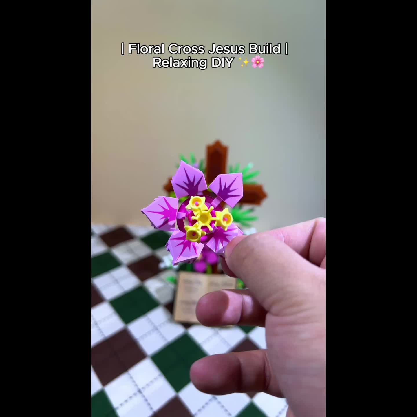 Flower Christian Cross Building Blocks Set