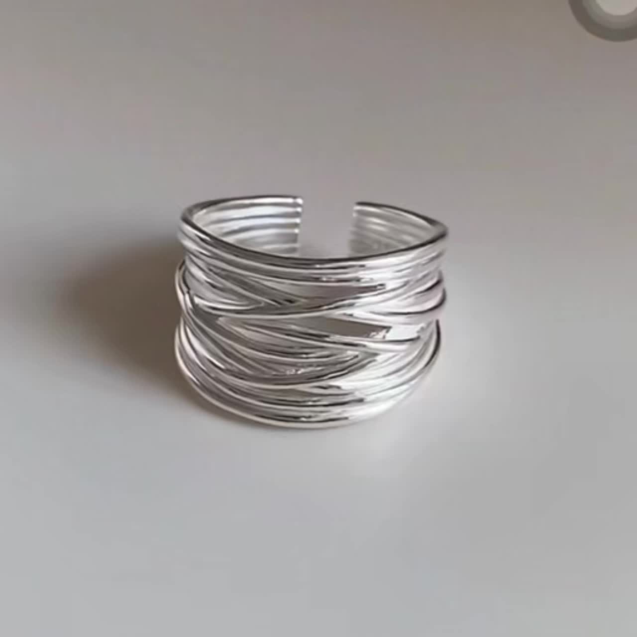 Women's S925 Silver Geometric Line Cross Entanglement Ring