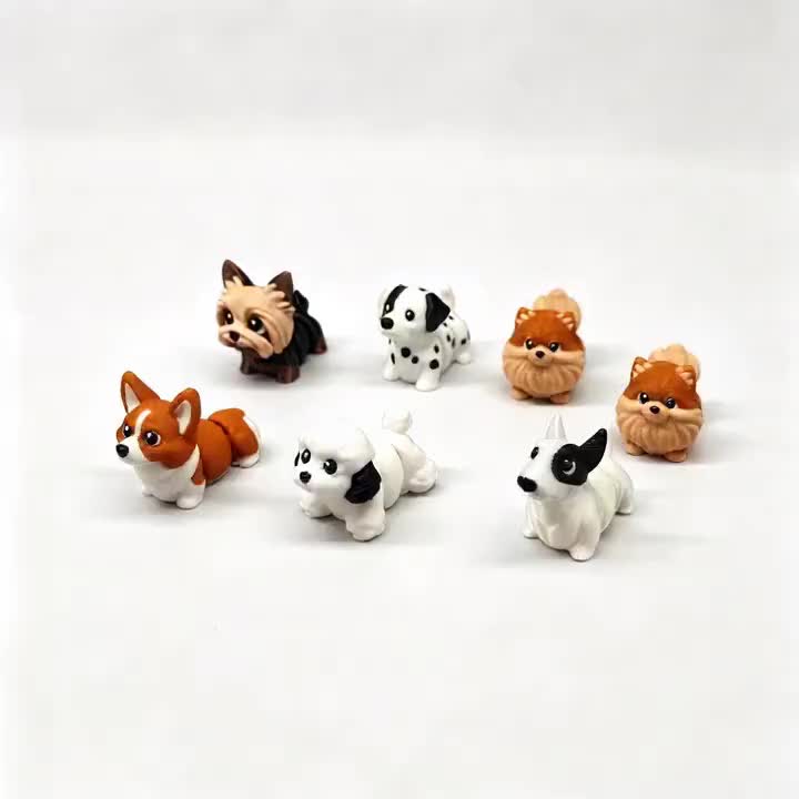 6pcs Adorable Dog Doll Model Set for Interactive Play