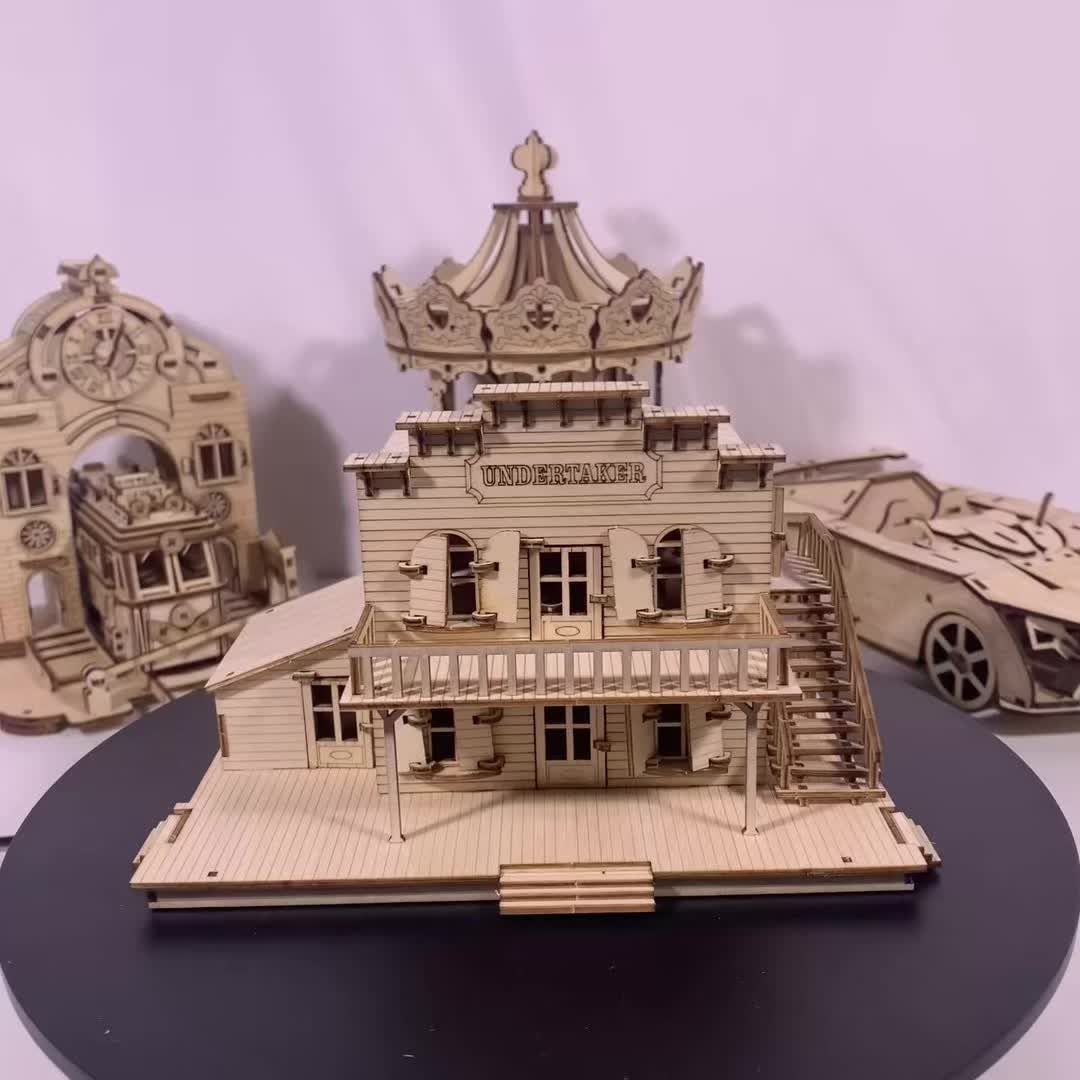 3D Wooden Puzzle: Funeral Home Log Cabin Kit