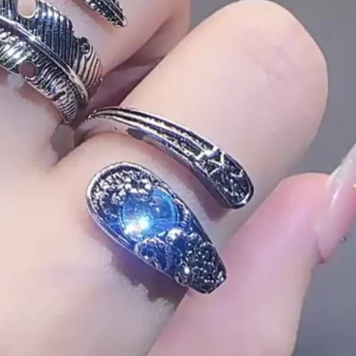 Women's S925 Silver Octopus Moonstone Adjustable Ring
