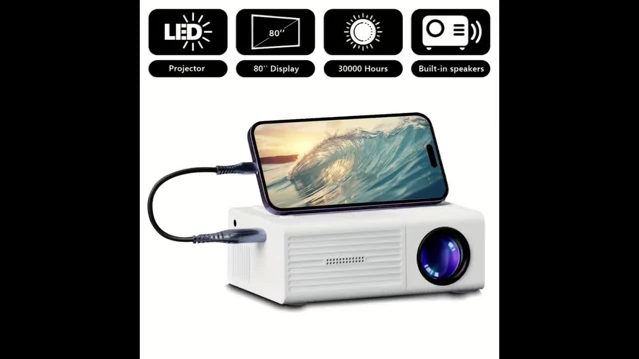 Portable High-Definition Mini Projector with Built-In Speaker