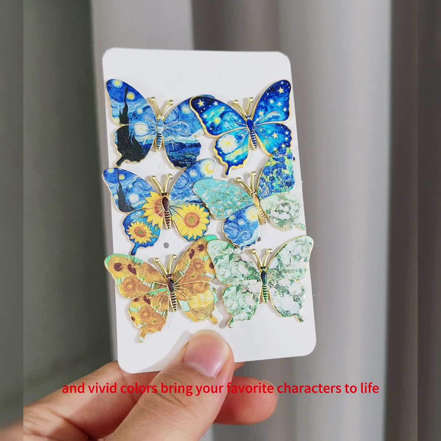 Van Gogh 'Starry Night & Sunflower' Butterfly Metal Enamel Pin