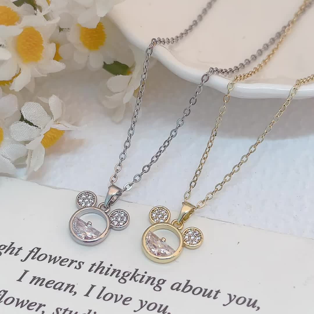 Copper Zirconia Semi-Circular Necklace, Daily Wear