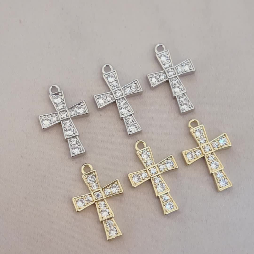 3pc Exquisite Copper Inlaid Synthetic Zirconia Cross Pendant Set