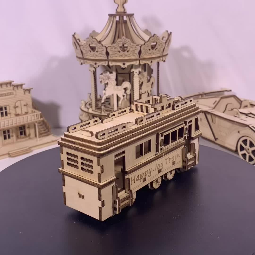 3D Wooden Vintage Trolley Model Kit