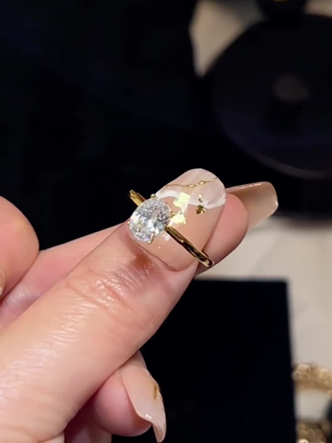 Oval Cut Cubic Zirconia Copper Solitaire Ring for Women