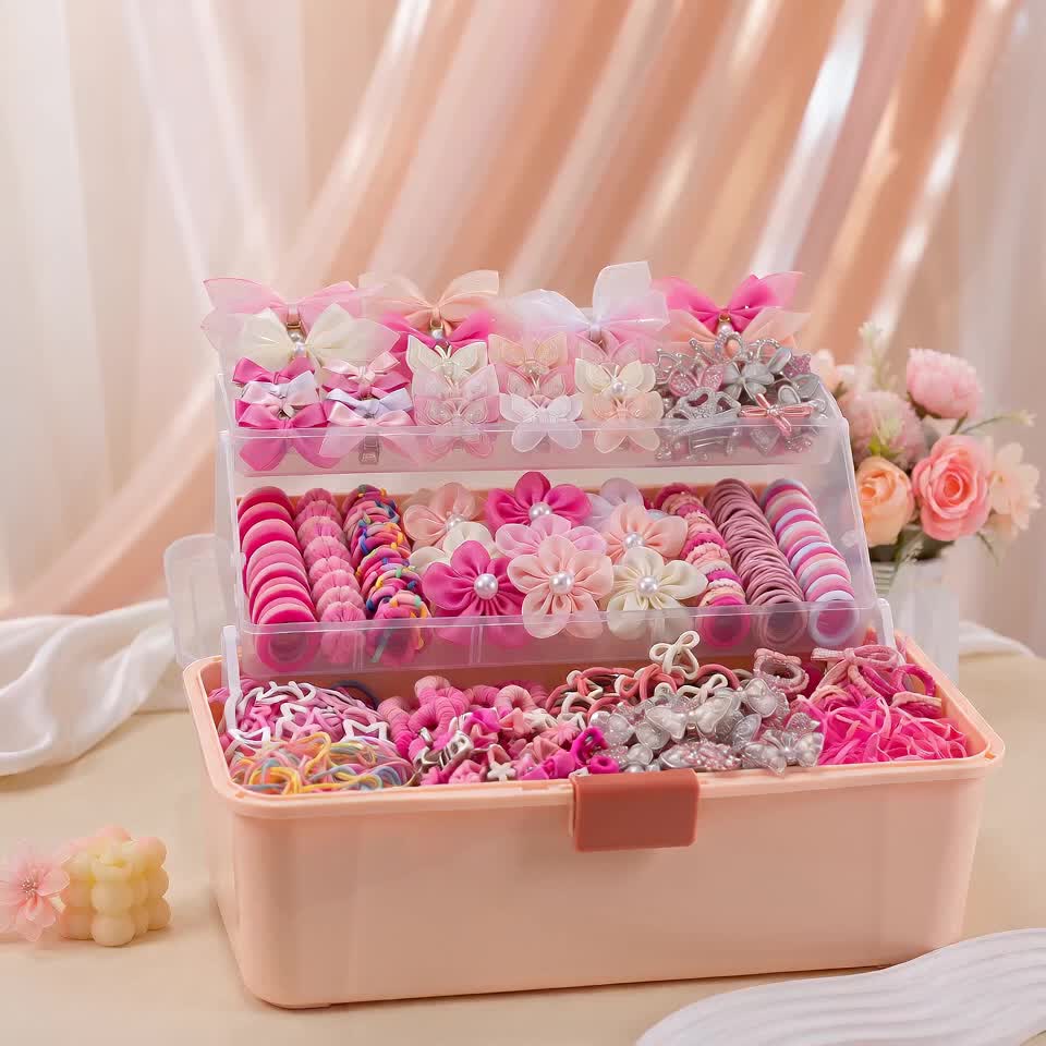 917pcs Pink Kawaii Hair Accessories Set