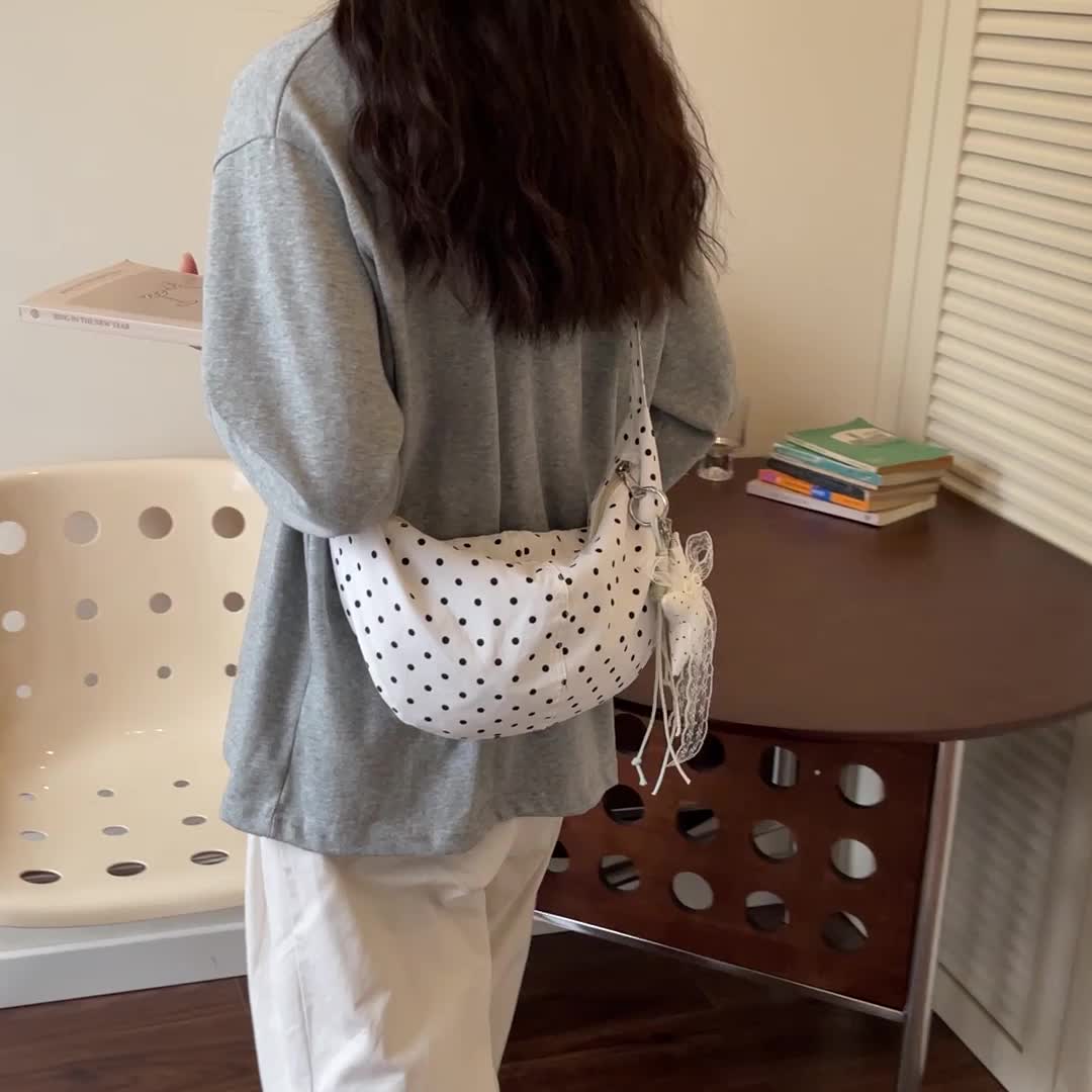 Polka Dot Star Pendant Dumpling Crossbody Bag_voghion.com