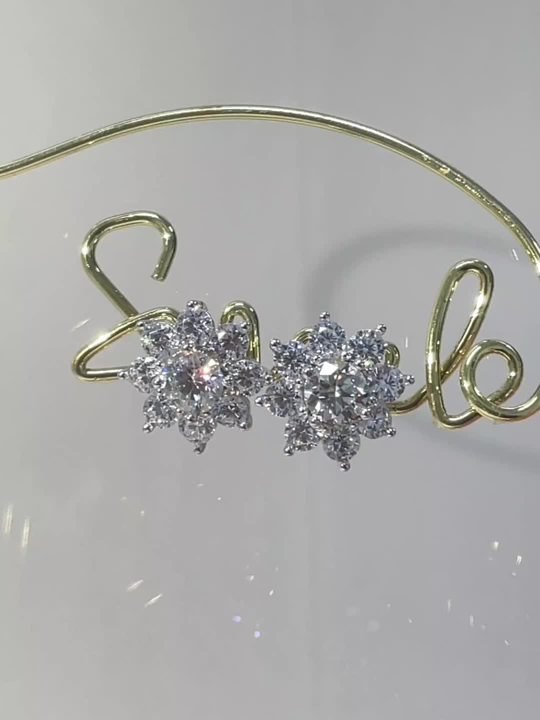 Women's 0.5CT Moissanite Sunflower Halo Stud Earrings, Luxury Gift