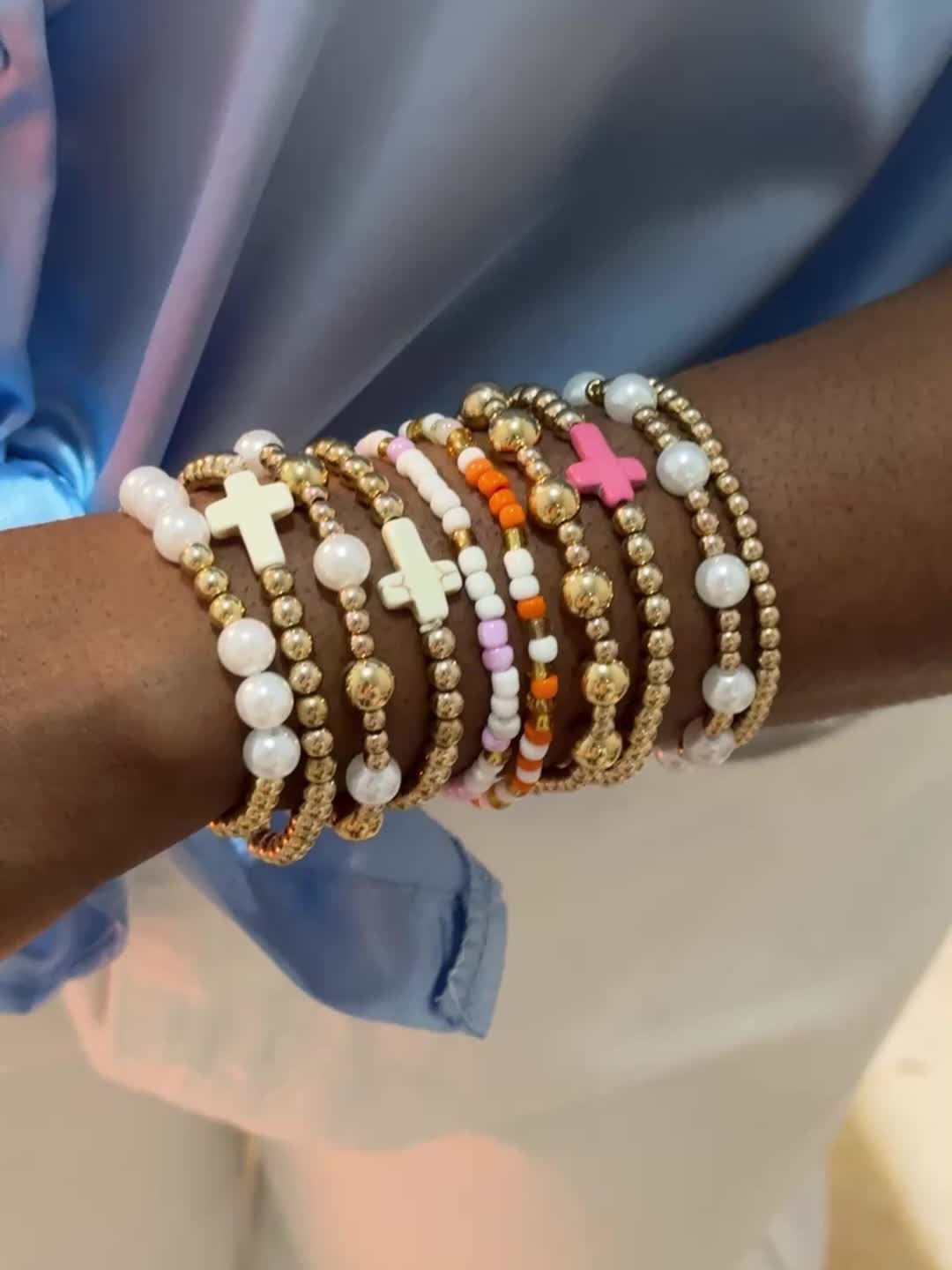 10pc Unique Retro Cross Pendant Bracelet Set for Women