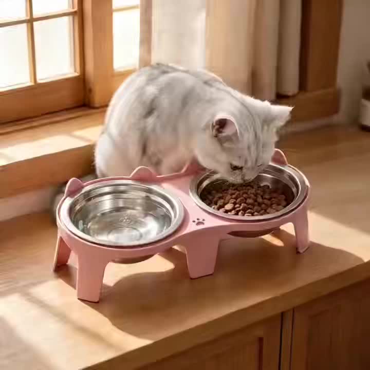 2026 New Anti-Tilt Pet Bowl with Neck-Protecting Design