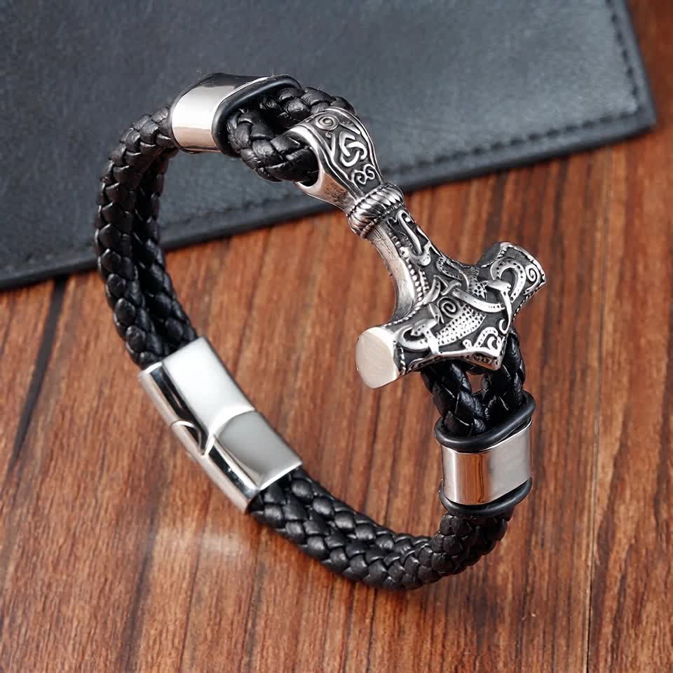 Men's Thor's Hammer Amulet Bracelet, Unisex Viking Design