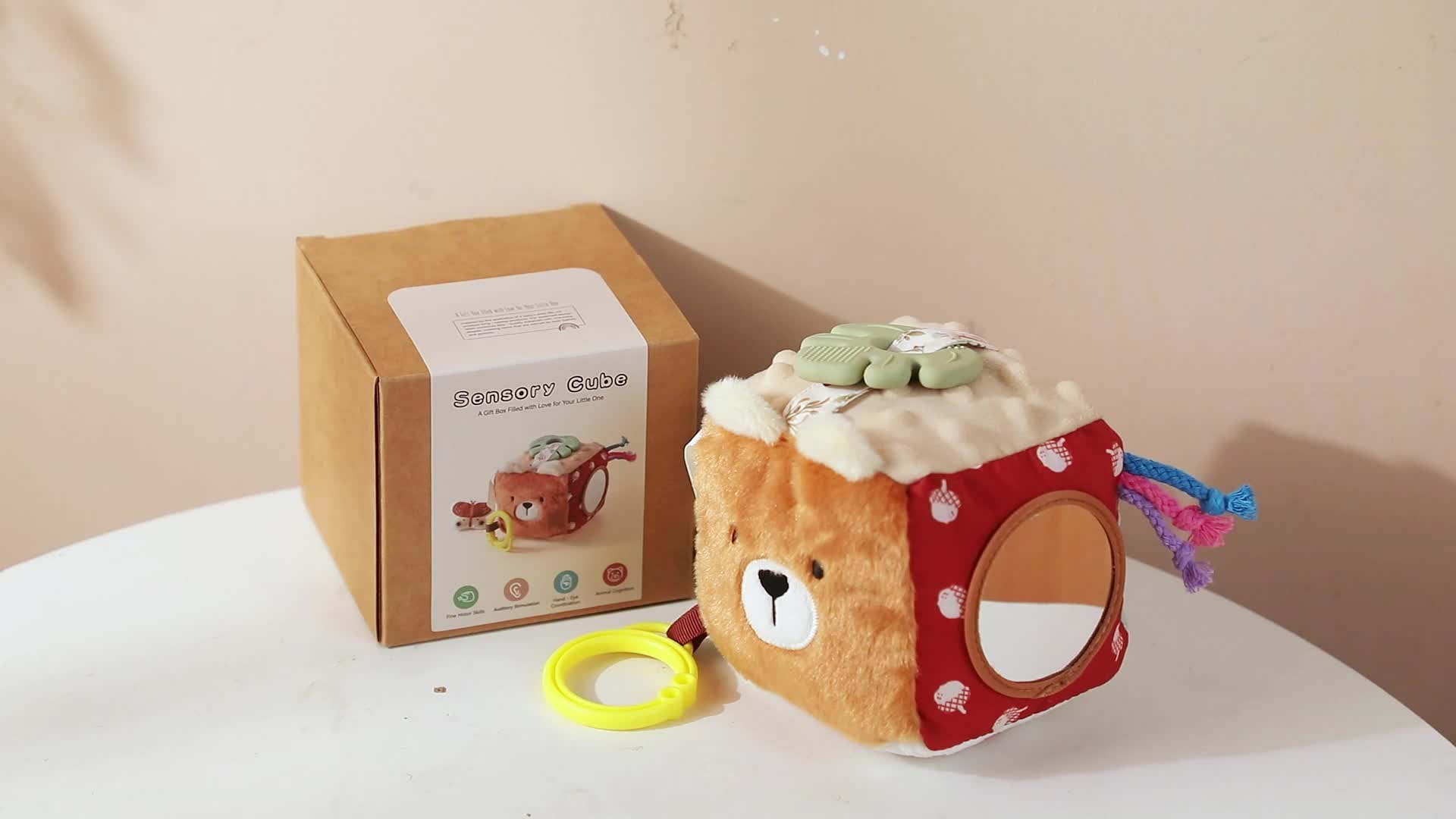 Visual Tactile Forest Animals Educational Blocks, Multifunctional Cube Toy