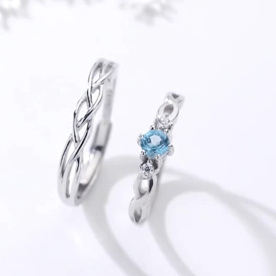 Women's Exquisite Micro-Pave Blue Synthetic Zirconite Adjustable Ring