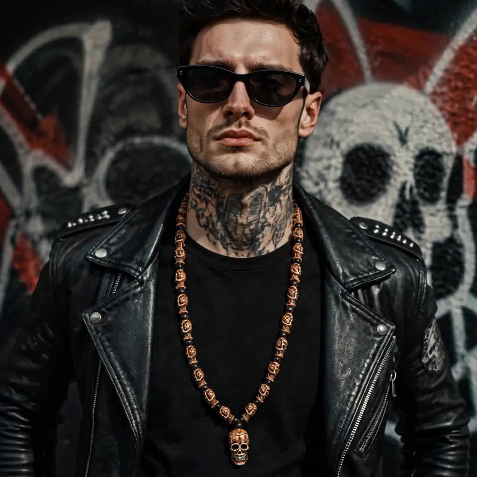 fx801 imitation yak bone necklace halloween skull beaded - Temu